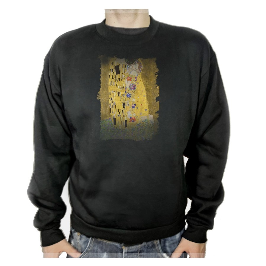 SUDADERA NEGRA cuadro el beso Gustav Klint pintor clasico pintura adulto poliester algodón personalizada