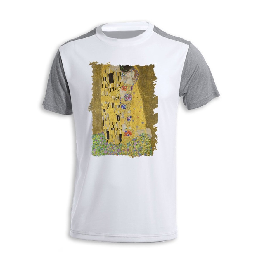 CAMISETA DISEÑO BICOLOR cuadro el beso Gustav Klint pintor clasico pintura personalizada