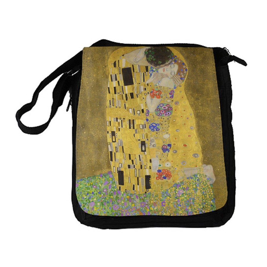 BANDOLERA REPORTERO MEDIANA BOLSO cuadro el beso Gustav Klint pintor clasico pintura bolsa mochila hombro