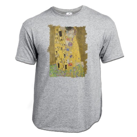 CAMISETA GRIS MEZCLA cuadro el beso Gustav Klint pintor clasico pintura moda verano personalizada