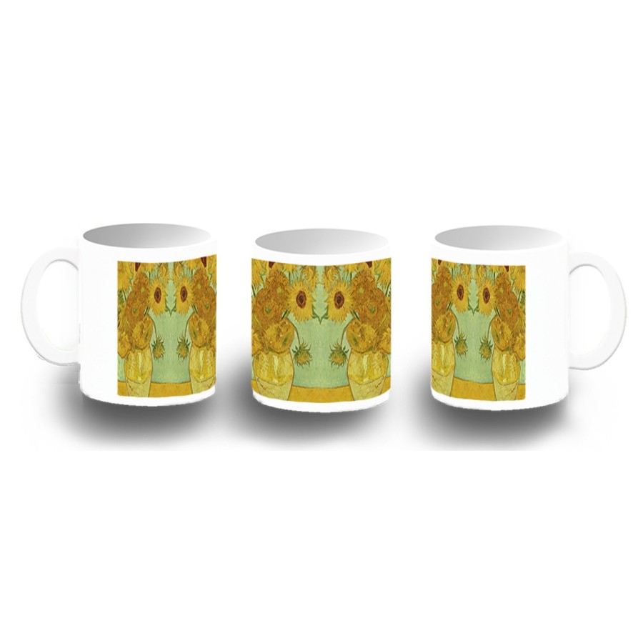 TAZA FOTOLUMINISCENTE cuadro los girasoles Vincent van Gogh pintor BRILLA OSCURIDAD