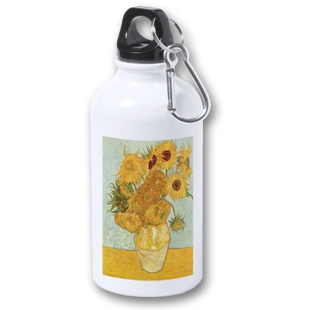 BIDON 400ML METALICO cuadro los girasoles Vincent van Gogh pintor para viaje y deporte