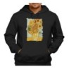 SUDADERA NEGRA CON CAPUCHA cuadro los girasoles Vincent van Gogh pintor adulto poliester algodón personalizada