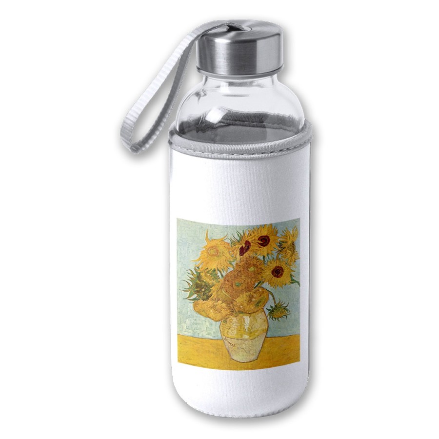 BIDON DE 420 ML CON FUNDA DE NEOPRENO cuadro los girasoles Vincent van Gogh pintor tapon seguridad