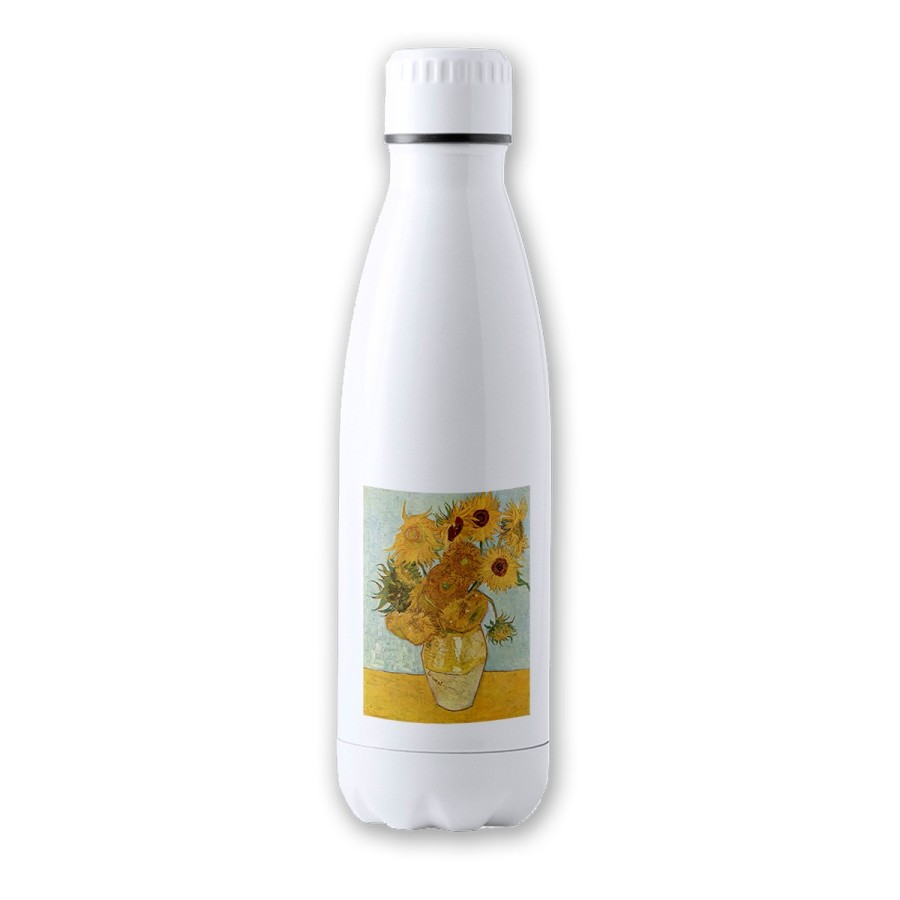 BIDON 700 ML ACERO INOXIDABLE cuadro los girasoles Vincent van Gogh pintor tapon seguridad botella