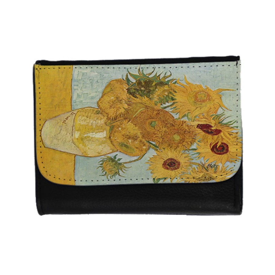 BILLETERA BILLETERO cuadro los girasoles Vincent van Gogh pintor unisex negro monedero