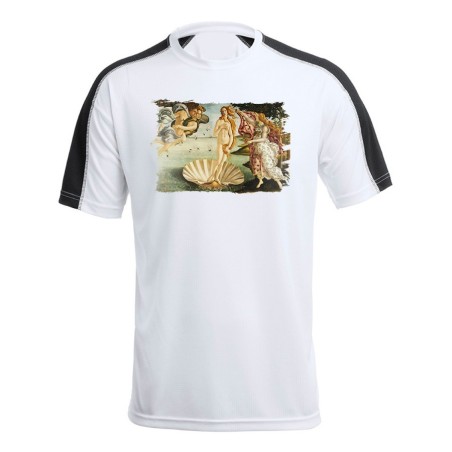 CAMISETA TÉCNICA FRANJA MANGAS NEGRA cuadro el nacimiento de Venus Sandro Botticelli pintor personalizada