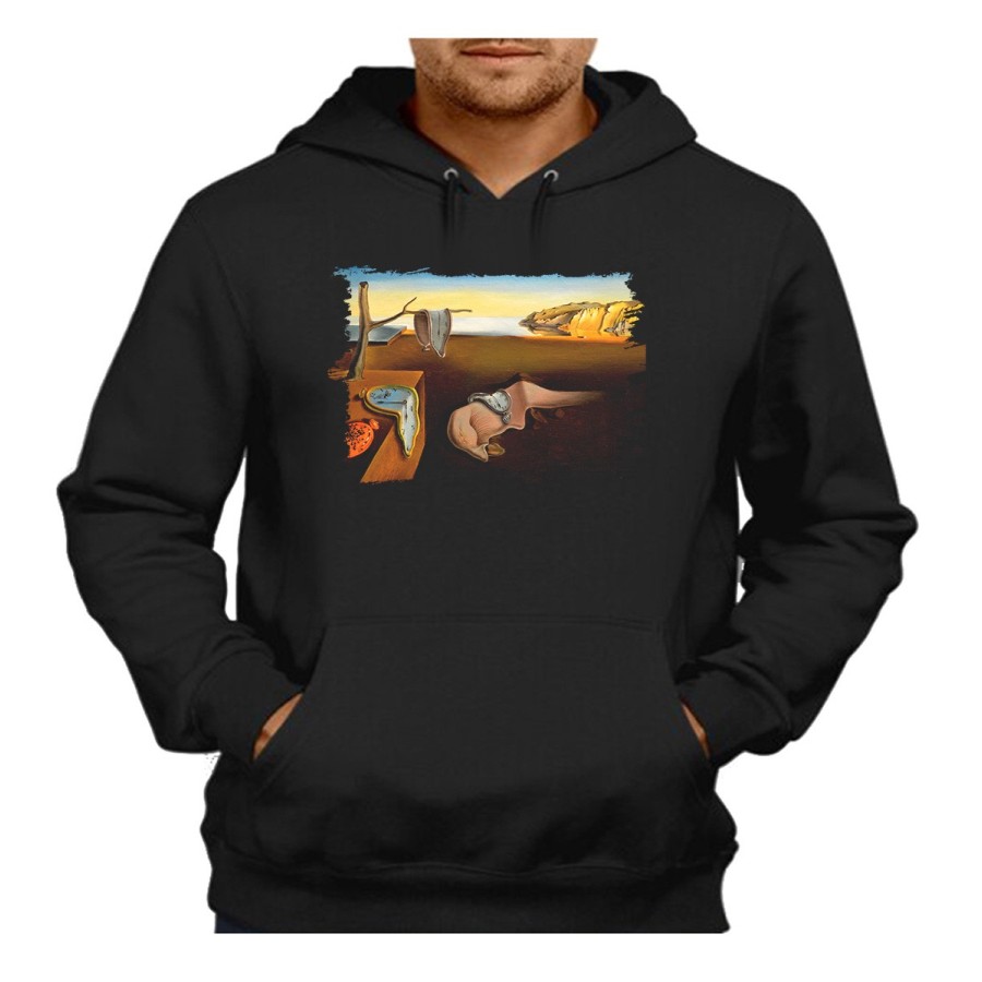 SUDADERA NEGRA CON CAPUCHA cuadro la persistencia de la memoria Salvador Dalí pintor adulto poliester algodón personalizada