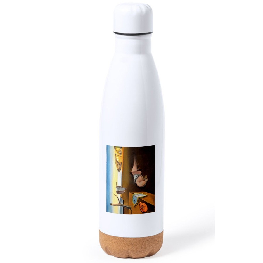 BIDON 750 ML ACERO INOXIDABLE ADORNO DE CORCHO cuadro la persistencia de la memoria Salvador Dalí pintor tapon botella