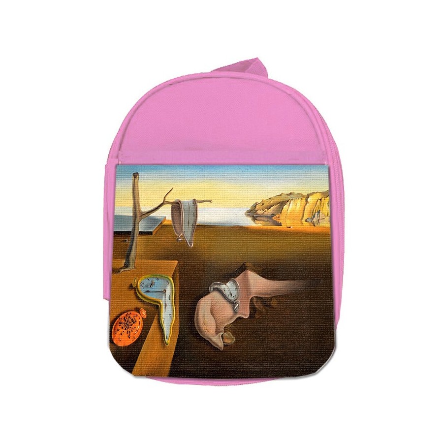 MOCHILA ROSA cuadro la persistencia de la memoria Salvador Dalí pintor escolar personalizado picnic excursión deporte