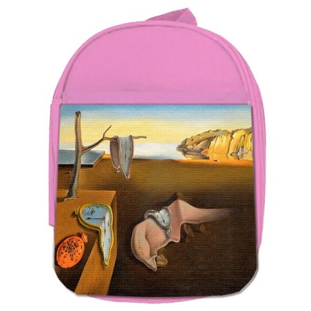 MOCHILA ROSA cuadro la persistencia de la memoria Salvador Dalí pintor escolar personalizado picnic excursión deporte