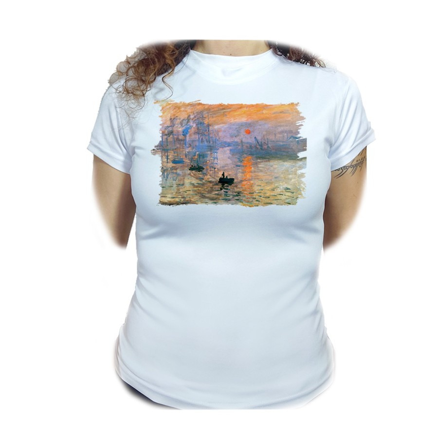 CAMISETA MUJER cuadro impresión sol naciente Claude Monet pintor moda personalizada