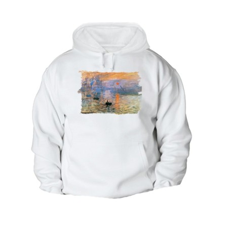 SUDADERA CON CAPUCHA cuadro impresión sol naciente Claude Monet pintor CON BOLSILLOS