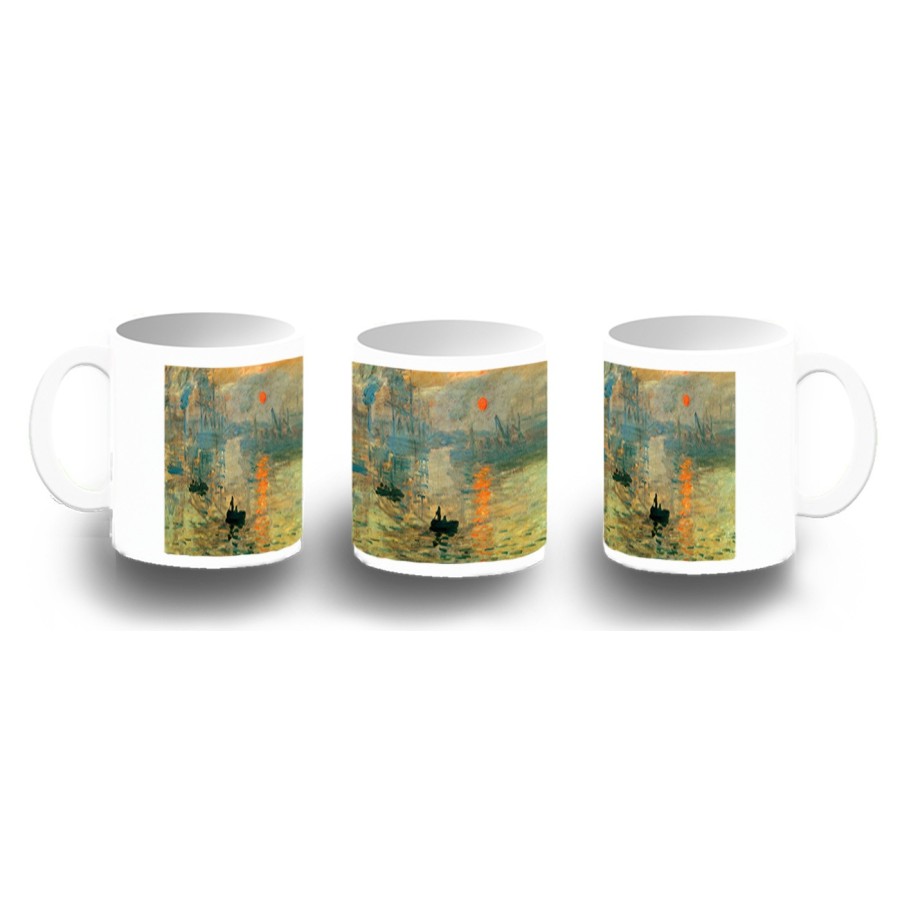 TAZA FOTOLUMINISCENTE cuadro impresión sol naciente Claude Monet pintor BRILLA OSCURIDAD