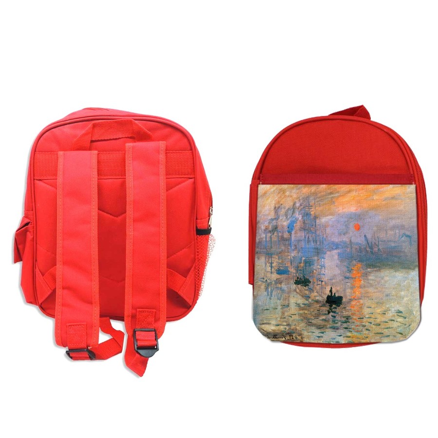 MOCHILA ROJA cuadro impresión sol naciente Claude Monet pintor escolar personalizado