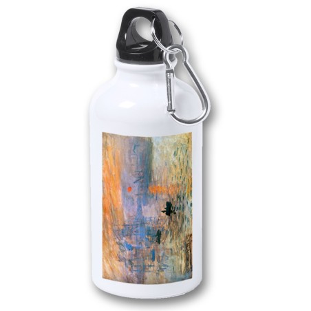 BIDON 400ML METALICO cuadro impresión sol naciente Claude Monet pintor para viaje y deporte