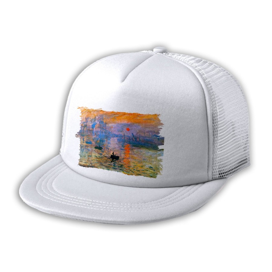 GORRA 5 PANELES REDECILLA TRASERA cuadro impresión sol naciente Claude Monet pintor estilo rapero