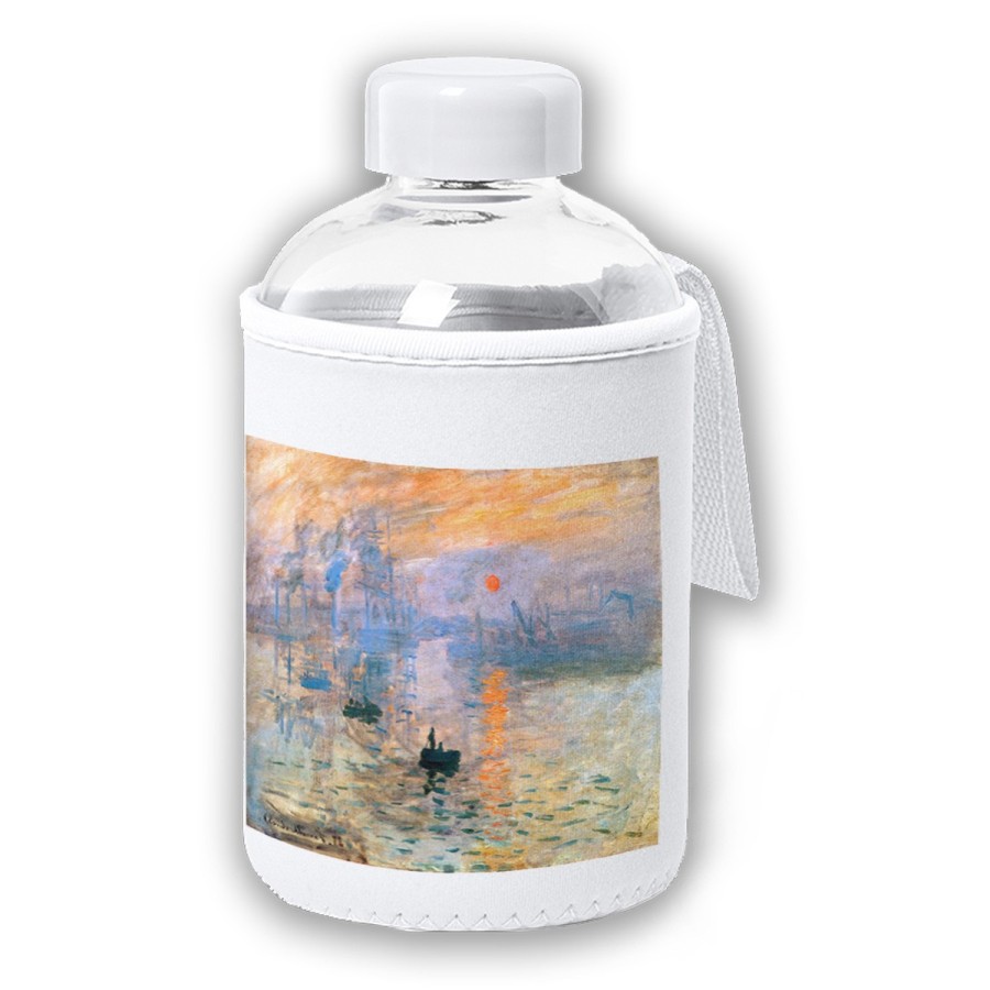 BIDON CRISTAL CON FUNDA SOFT SHELL cuadro impresión sol naciente Claude Monet pintor tapon seguridad botella