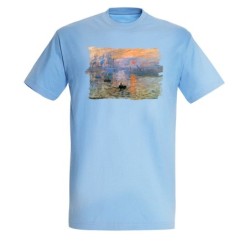 CAMISETA AZUL CIELO cuadro impresión sol naciente Claude Monet pintor moda verano personalizada