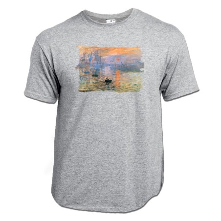 CAMISETA GRIS MEZCLA cuadro impresión sol naciente Claude Monet pintor moda verano personalizada