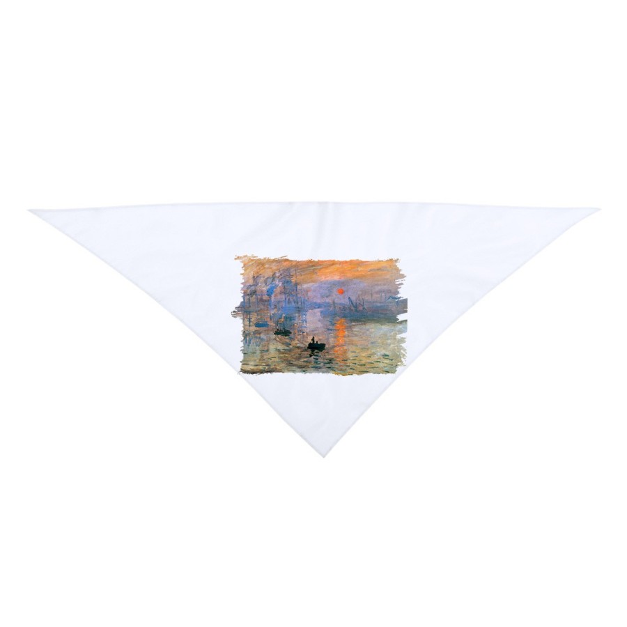 PAÑOLETA TRIANGULAR SUAVE cuadro impresión sol naciente Claude Monet pintor moda cuello fiestas