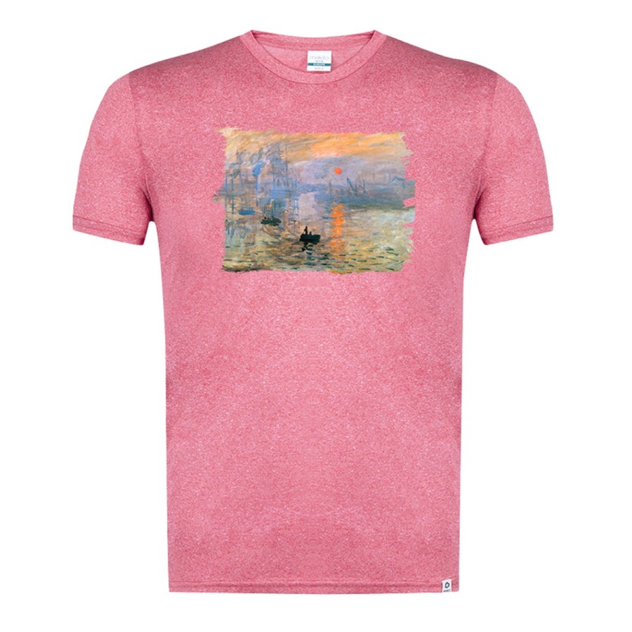 CAMISETA ROJA MEZCLA cuadro impresión sol naciente Claude Monet pintor moda verano tshirt