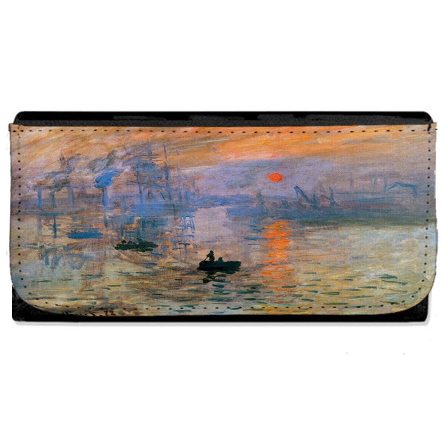 BILLETERA BILLETERO cuadro impresión sol naciente Claude Monet pintor mujer señora negro monedero