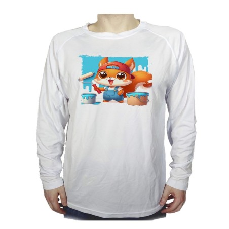 CAMISETA MANGA LARGA ardilla pintora profesion animal pintura mascota personalizada