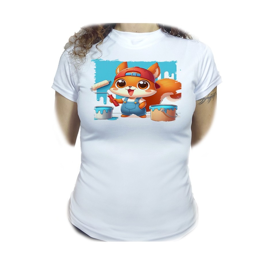 CAMISETA MUJER ardilla pintora profesion animal pintura mascota moda personalizada