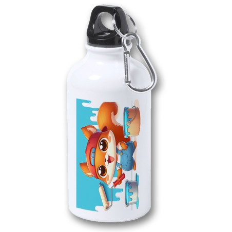 BIDON 400ML METALICO ardilla pintora profesion animal pintura mascota para viaje y deporte