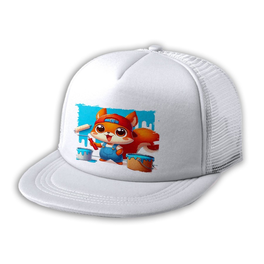 GORRA 5 PANELES REDECILLA TRASERA ardilla pintora profesion animal pintura mascota estilo rapero