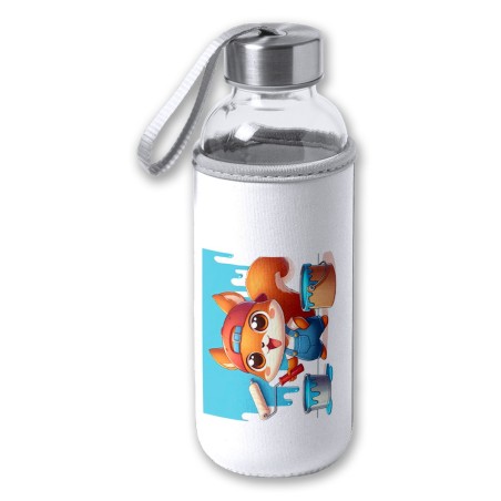 BIDON DE 420 ML CON FUNDA DE NEOPRENO ardilla pintora profesion animal pintura mascota tapon seguridad