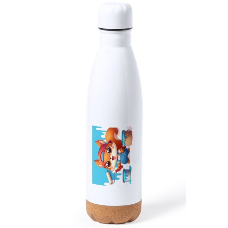 BIDON 750 ML ACERO INOXIDABLE ADORNO DE CORCHO ardilla pintora profesion animal pintura mascota tapon botella