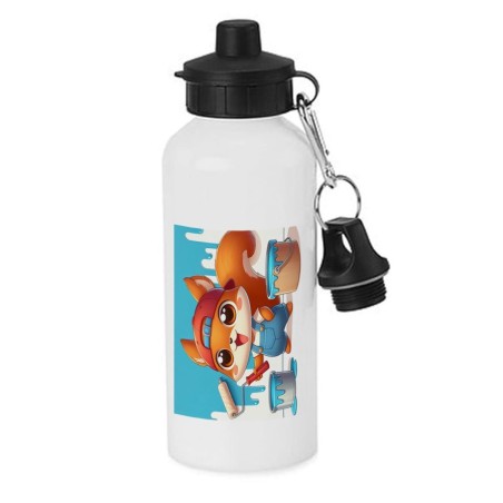 BIDON 600 ML ACERO INOXIDABLE CON CHUPON ardilla pintora profesion animal pintura mascota escolar deporte bicicleta