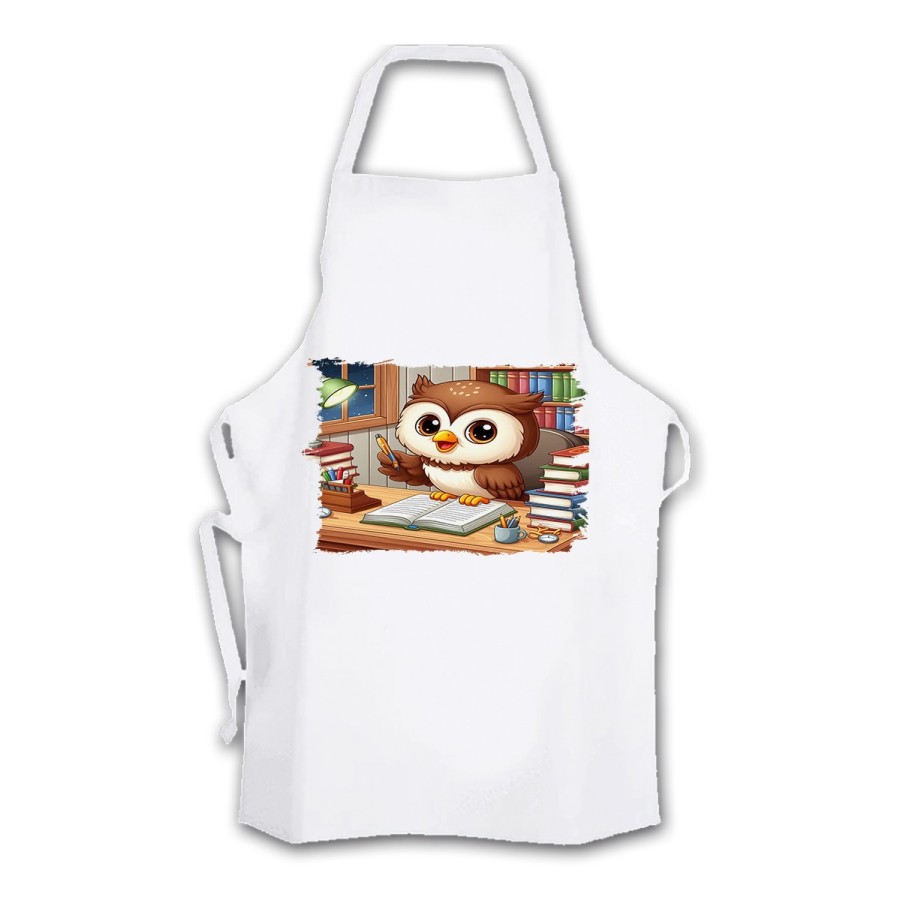 DELANTAL TALLA ADULTO buho escritor profesion animal libros biblioteca cocina personalizado