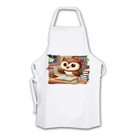 DELANTAL TALLA ADULTO buho escritor profesion animal libros biblioteca cocina personalizado