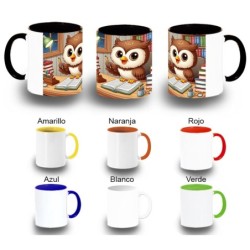 TAZA COLORES buho escritor...