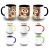 TAZA COLORES buho escritor profesion animal libros biblioteca color personalizada