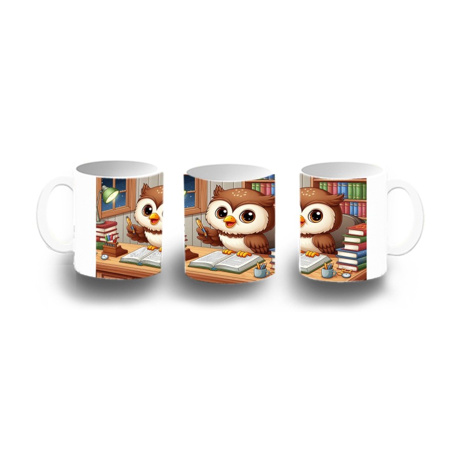 TAZA DE PLASTICO buho escritor profesion animal libros biblioteca niños personalizada