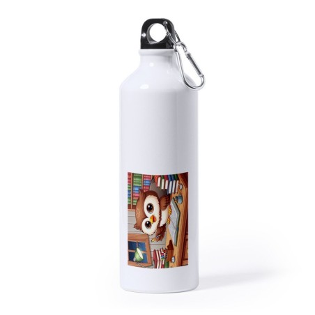 BIDON GRANDE 800 ML ACERO INOXIDABLE buho escritor profesion animal libros biblioteca deporte deportivo mosqueton botella