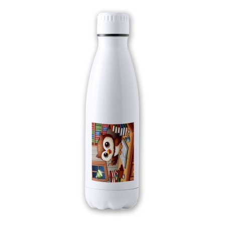 BIDON TÉRMICO AISLANTE 700 ML ACERO INOXIDABLE buho escritor profesion animal libros biblioteca botella termo deportivo