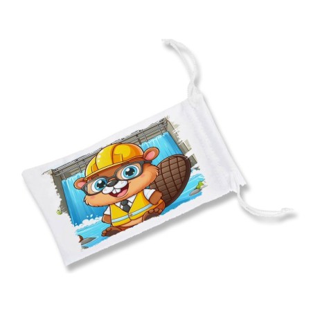 FUNDA BOLSA MULTIUSOS castor ingeniero profesion animal presa rio agua gafas dados rol personalizada color