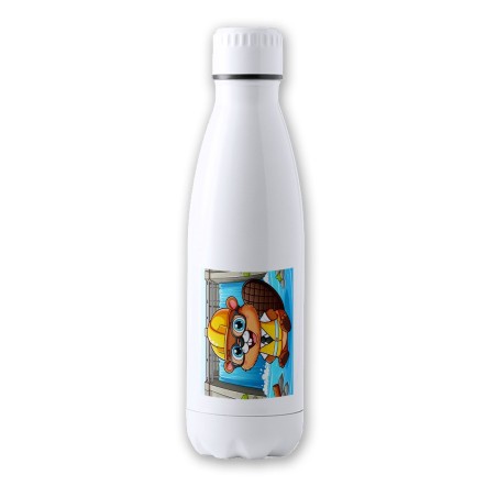 BIDON 700 ML ACERO INOXIDABLE castor ingeniero profesion animal presa rio agua tapon seguridad botella