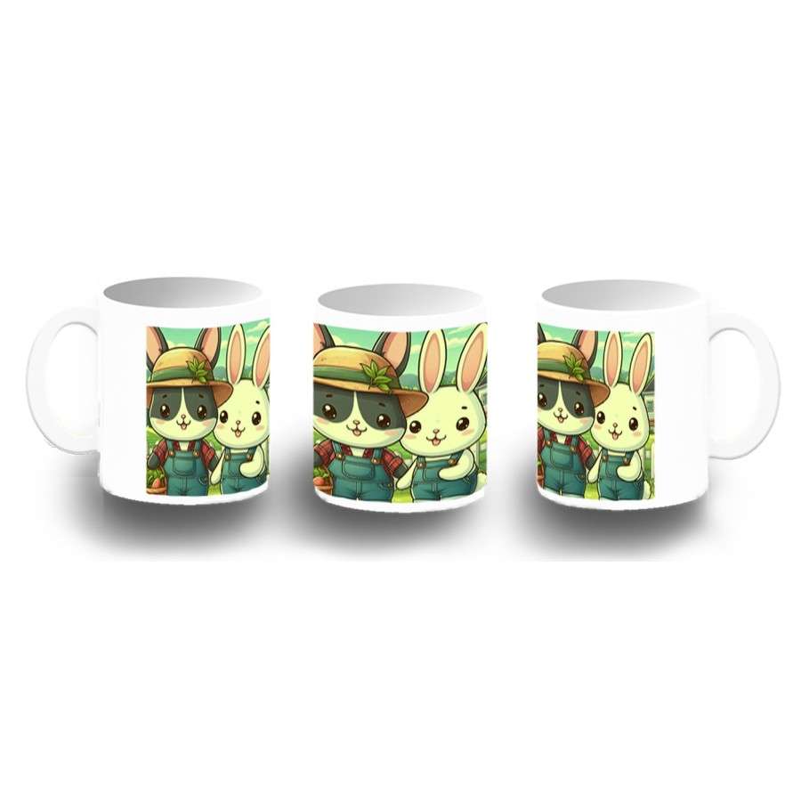 TAZA FOTOLUMINISCENTE conejo familia profesion granjero rancho animales BRILLA OSCURIDAD