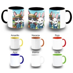 TAZA COLORES conejo familia...