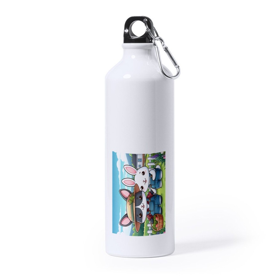 BIDON GRANDE 800 ML ACERO INOXIDABLE conejo familia profesion granjero rancho animales deporte deportivo mosqueton botella