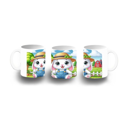 TAZA DE PLASTICO conejo granjero profesion animal rancho cultivo niños personalizada