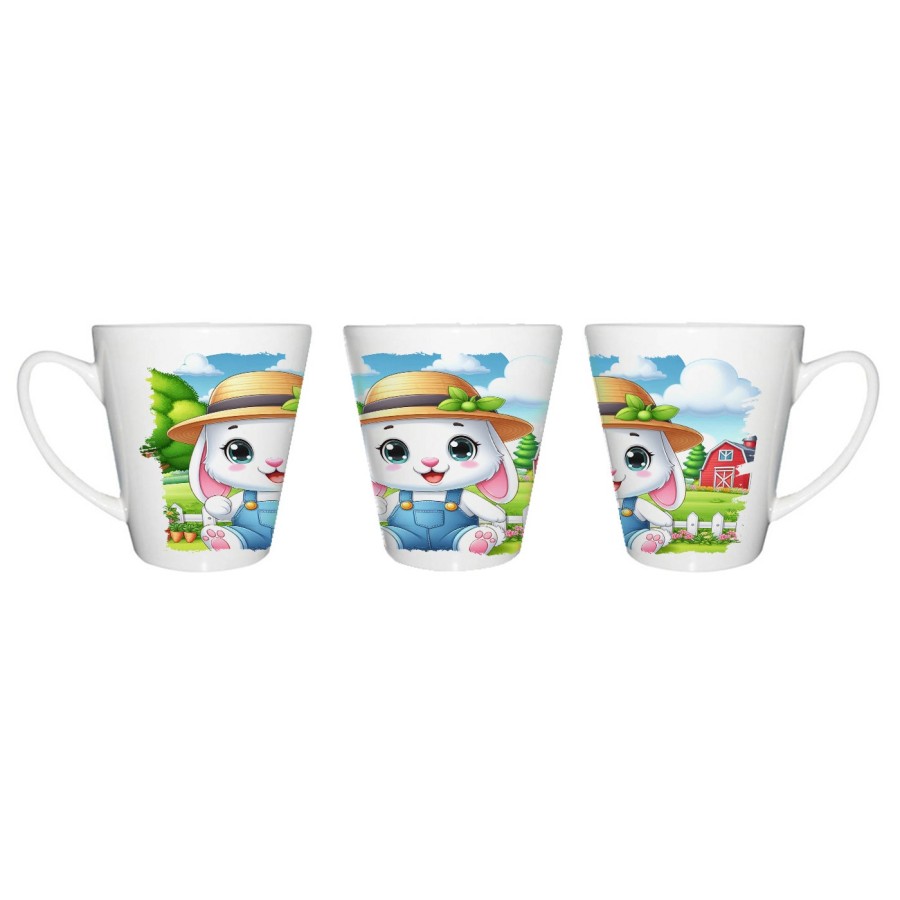 TAZA CÓNICA conejo granjero profesion animal rancho cultivo conica personalizada