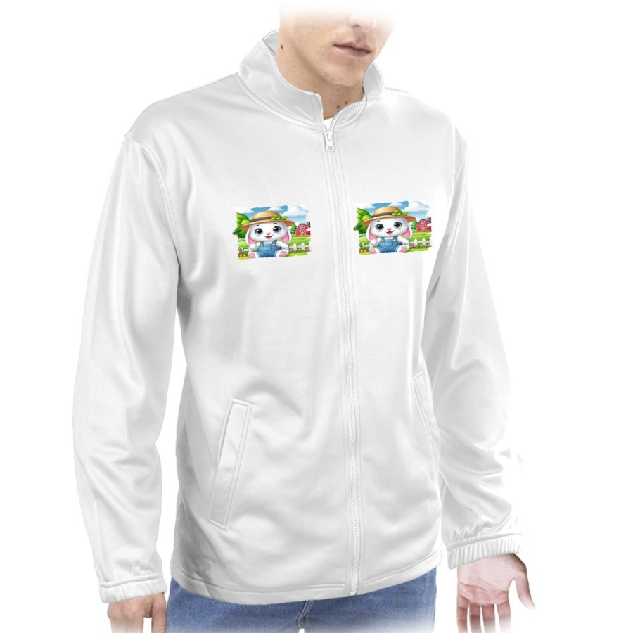 CHAQUETA TECNICA 2 IMPRESIONES conejo granjero profesion animal rancho cultivo  personalizada