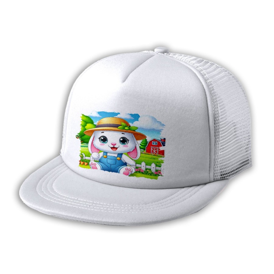 GORRA 5 PANELES REDECILLA TRASERA conejo granjero profesion animal rancho cultivo estilo rapero